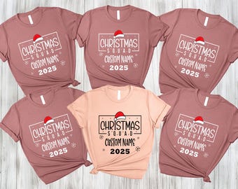 Cousin Crew Christmas Shirt, Custom Name Santa Hat Tee, Personalized Holiday Party T-Shirt, Xmas Eve Family Reunion