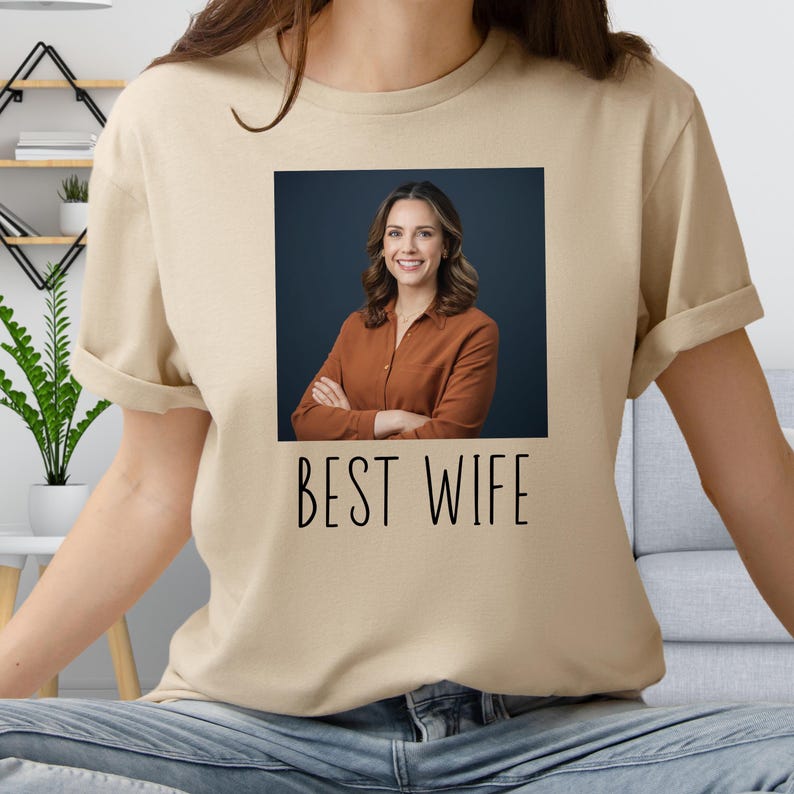 Lifestyle photo of custom text and photo shirt