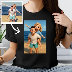 Custom 3D Photo Cartoon Portrait Shirt, Cartoon Drawing Shirt, Personalized 3D Animated Style Family Gift, Custom Birthday Shirt for Kids