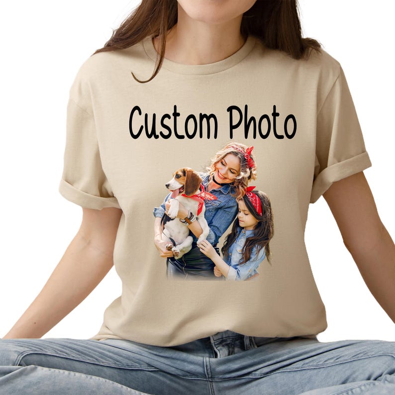 Custom Text and Photo Shirt displayed flat lay