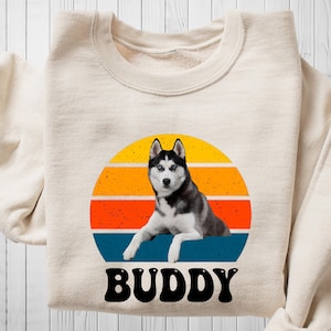 Custom Vintage Dog Photo Sweatshirt, Personalized Dog Mama Shirt, Dog Dad T-Shirt, Dog Mom Hoodie, Dog Face Sweatshirt, Women Sweatshirt