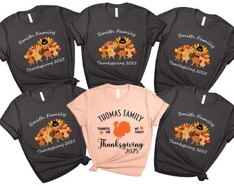 Custom Family Thanksgiving Turkey T-Shirt, Fall Season Matching Tee