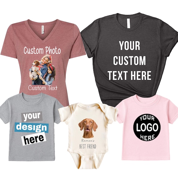 Custom Pet Photo Shirt, Personalized Photo Tee with Text, Dog Cat Face Bodysuit, Photo Gift Shirt