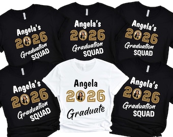 Custom Photo Graduation 2026 Shirt, Matching Family Graduate Tee, Proud Mom Grad Party