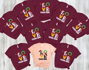 Pencil Squad Teacher Christmas Shirt, Cute Santa Hat Tee for Teachers, Holiday Teacher Crew Gift, Xmas Educator T-Shirt