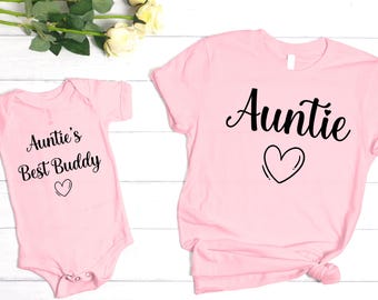 Best Buddy Bodysuit Matching Set, Personalized Auntie Nana Grandma Shirt, Custom Name Baby Announcement Tee