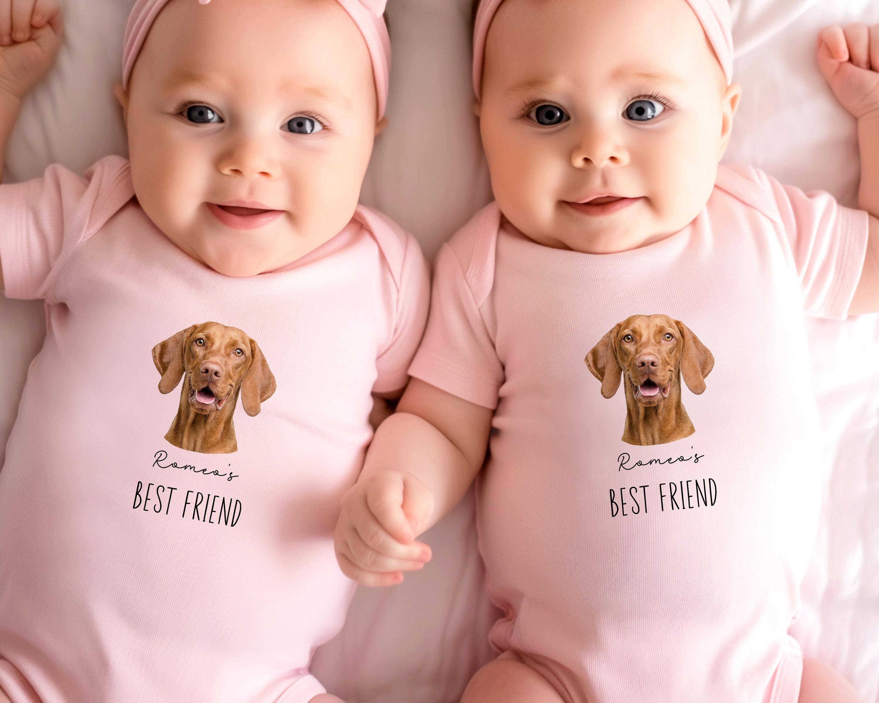 Custom Baby Bodysuit with Dog Portrait, Pet Photo Baby Gifted, Grandparent Gifts for New Baby, New Best Friend Baby Onsie, Pet Lover Baby