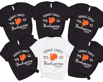 Family Name Matching Thanksgiving Shirt, Thankful T-Shirt — Thanksgiving Fall Season Family Tee