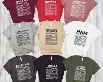 Custom Thanksgiving Food Shirt, Funny Nutrition Label T Shirt, Turkey Day Tee, Holiday Dinner Gift, Fall Graphic Shirt, Thanksgiving T Shirt