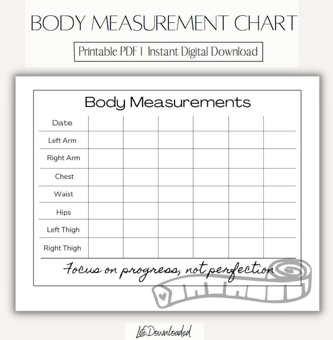 Printable Fitness Tracker Body Measurement Tracker weight Loss Tracker
