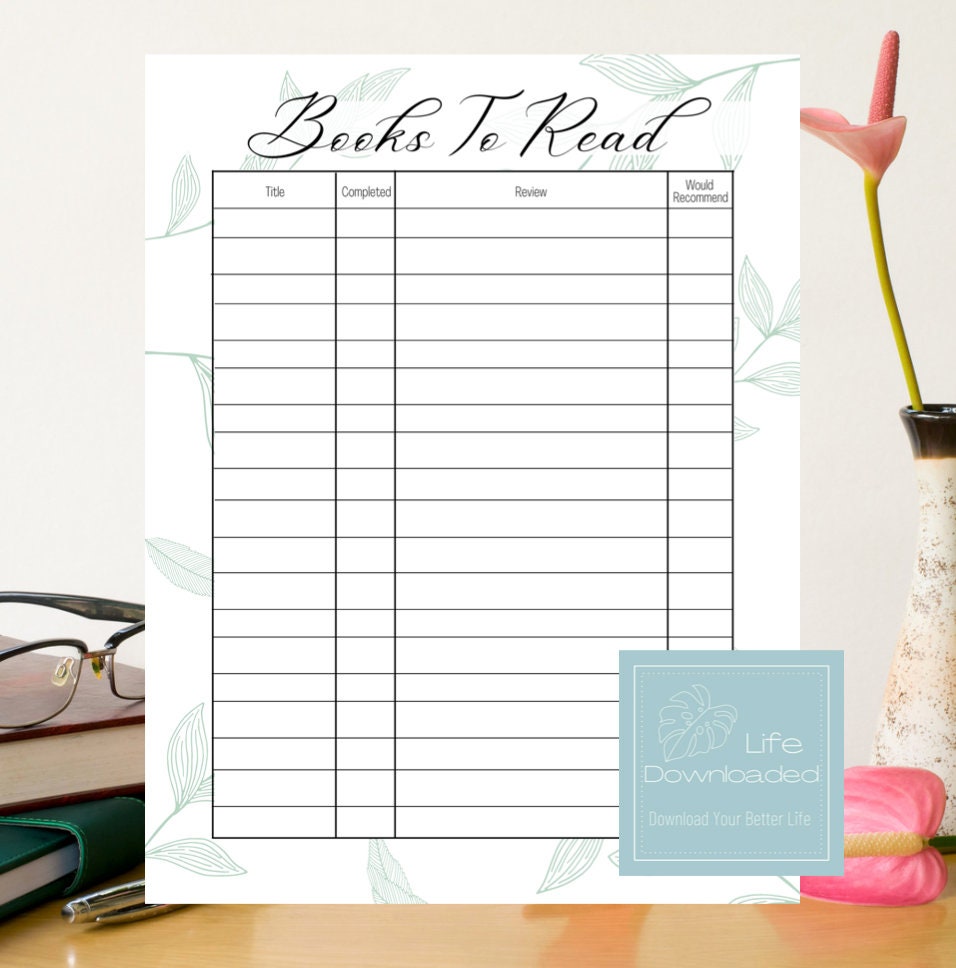 Printable Book Reading List Template L Editable L Instant Digital ...