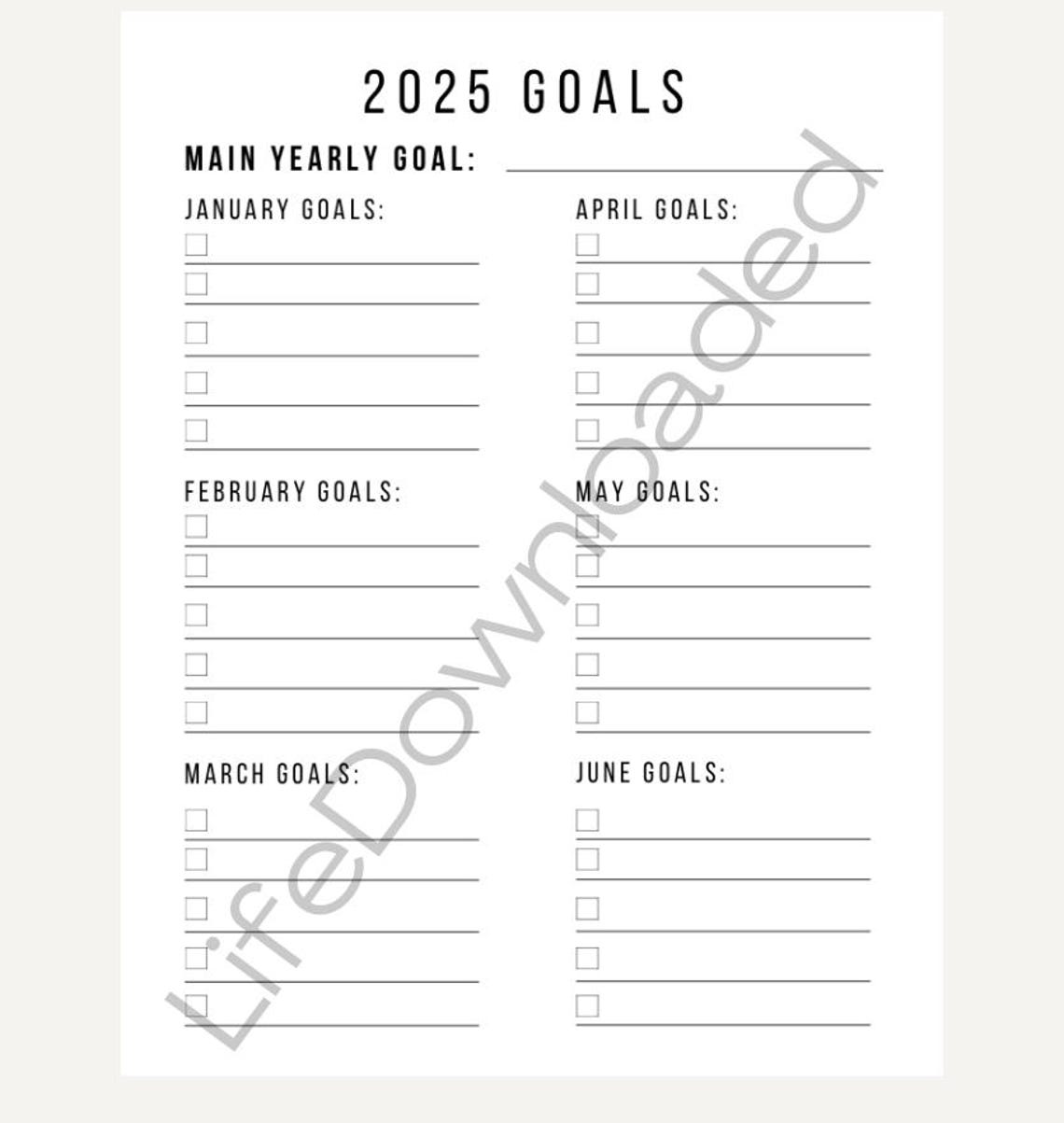Printable 2025 Yearly and Monthly Goals Template L Instant Digital ...
