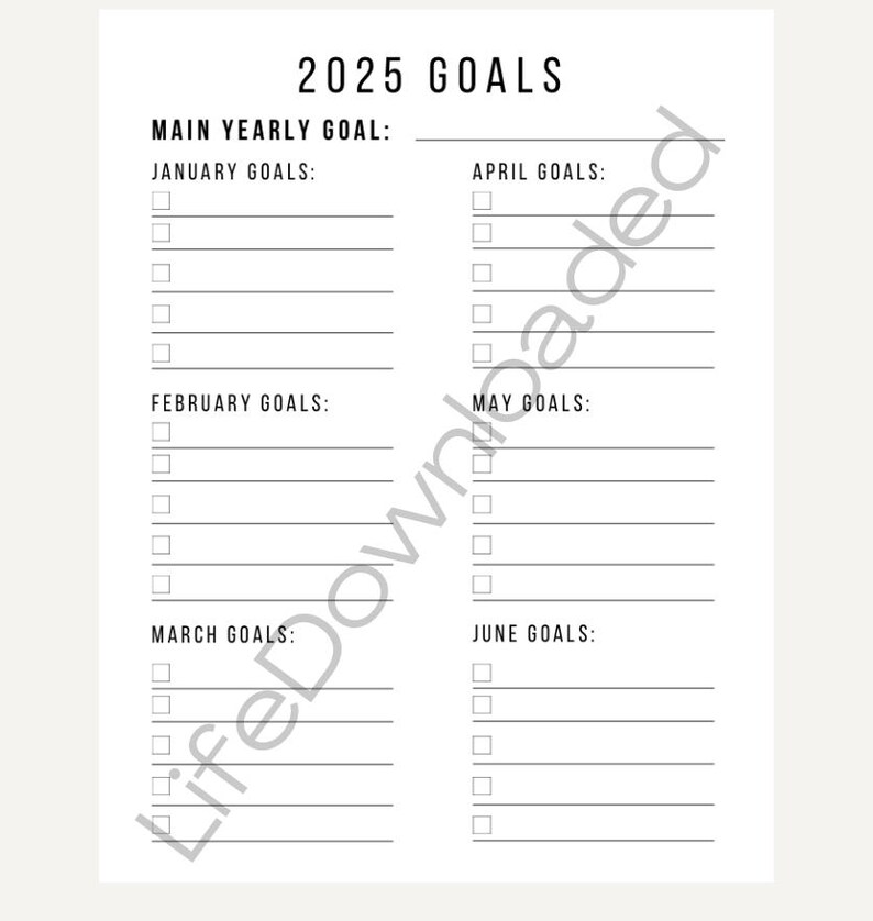 Printable 2025 Yearly and Monthly Goals Template L Instant Digital ...