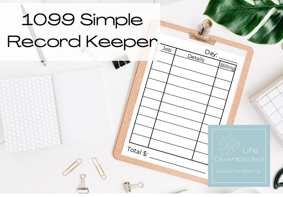 Simple 1099 Record Keeper Template L Printable L Instant Download L ...