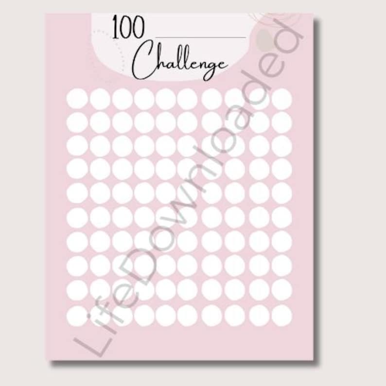 100 Day Challenge Goal Tracker | Printable PDF | Instant Digital ...