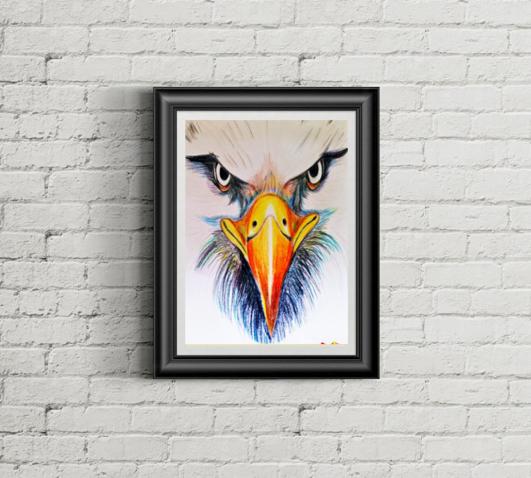 Bird Pencil Drawing, Color Pencil Wall Art, Colorful Wall Hanging