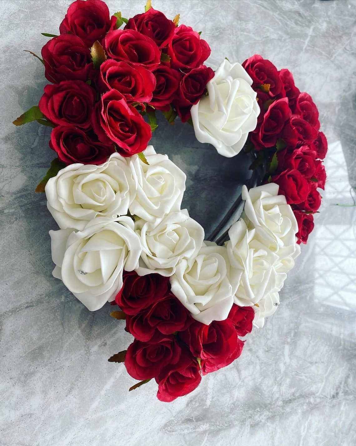 Artificial Red & White Graveside Wreath Etsy