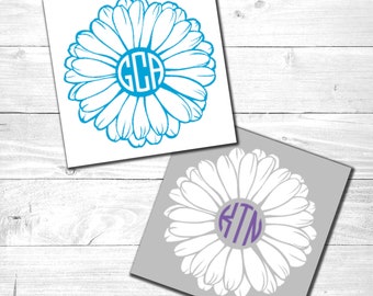 Daisy Monogram Custom Decal | Personalize Your Laptop Notebook Tumbler Water Bottle | Car Decal