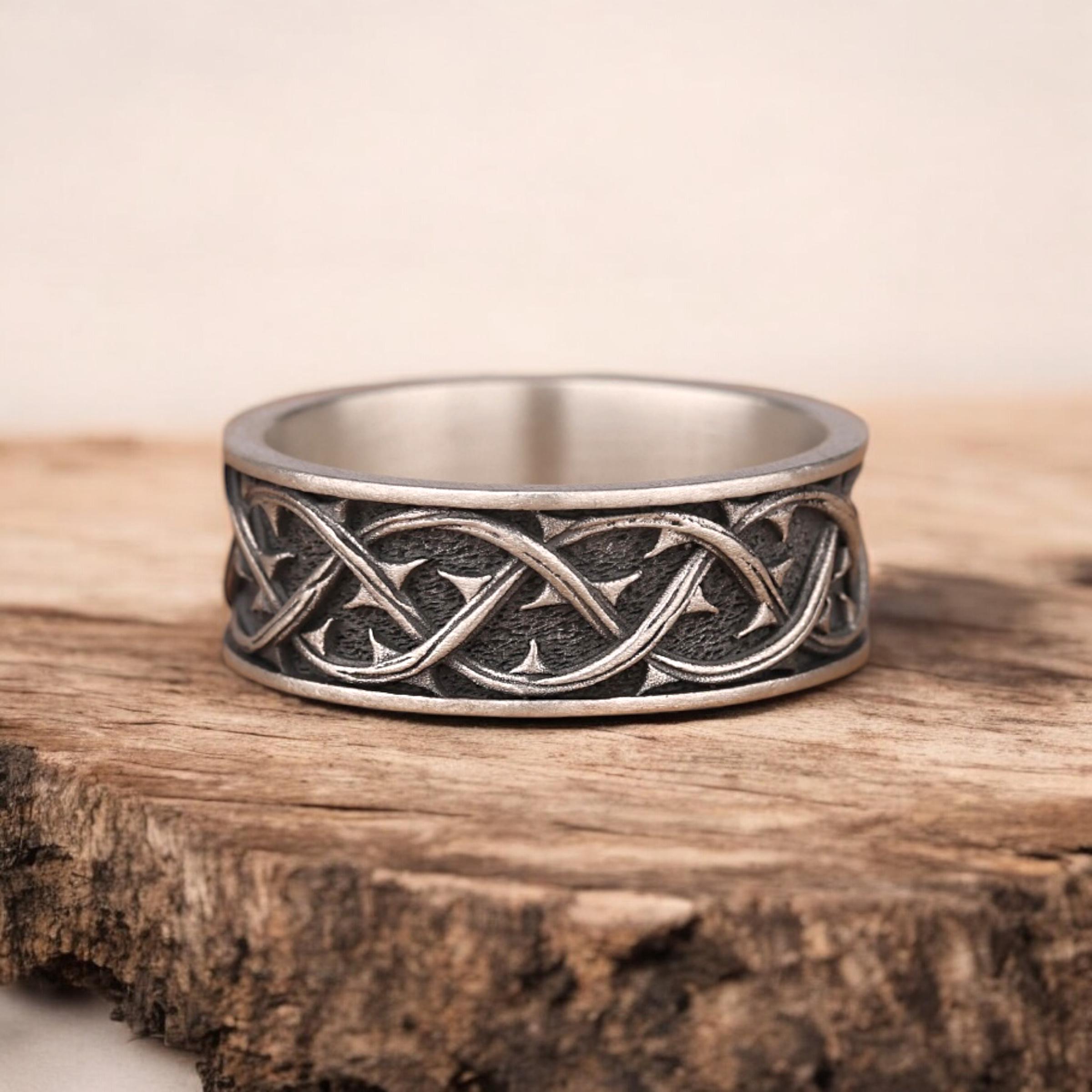 Crown of Thorns and Inrı Engraved Silver Ring, Jesus the Nazarene King of the Jews Initials 925 Sterling Silver Ring, Band Ring, Boho Ring,