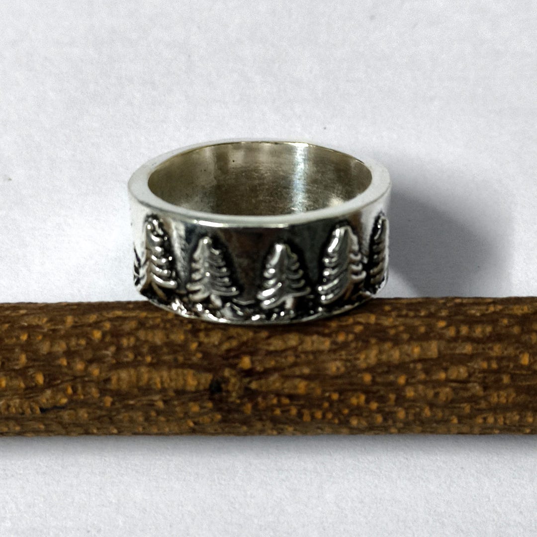 Sterling Silver 925 Forest Pine Trees Band Ring • Nature Lover ...