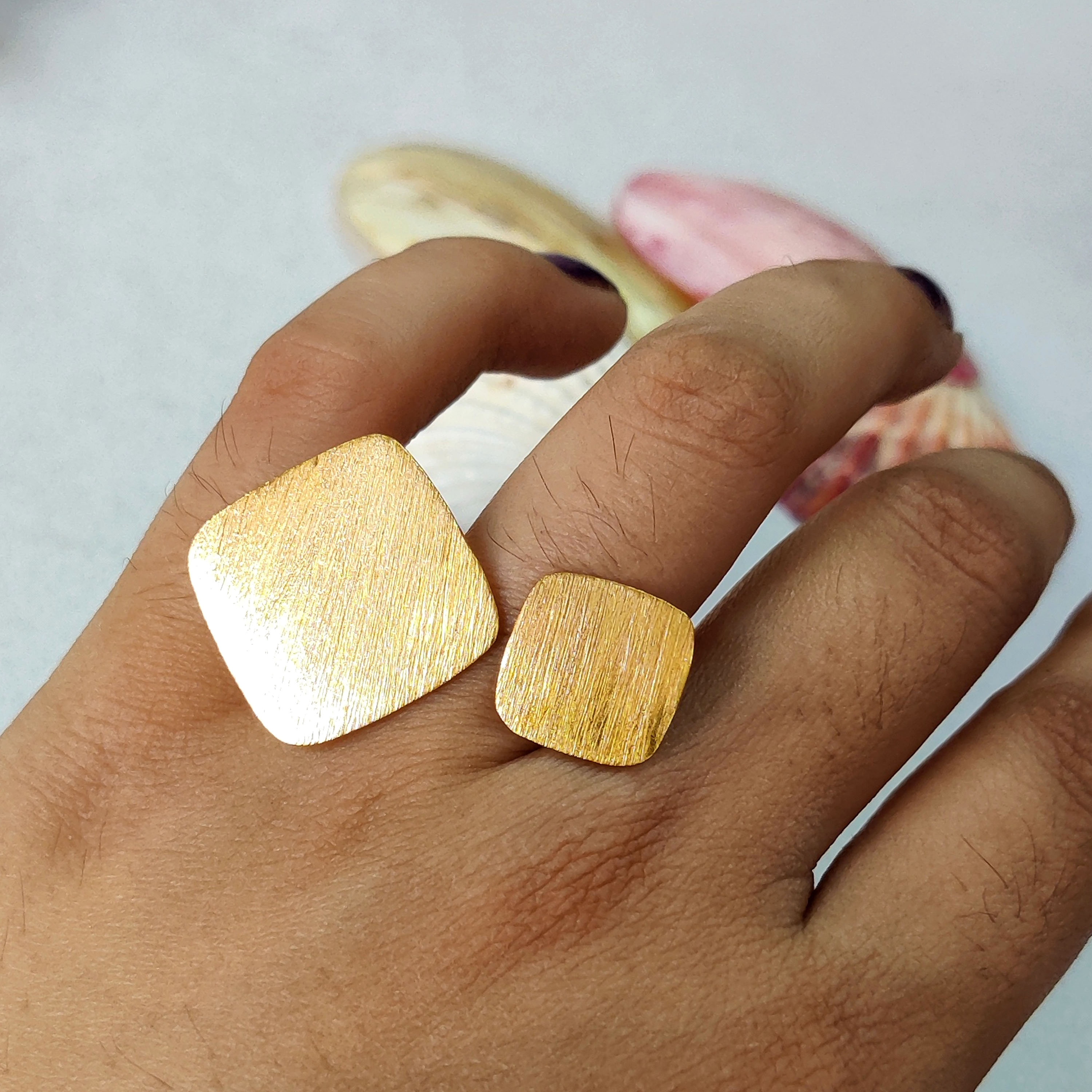 Großer Quadratischer Messing Ring Large Ring Brass Ring | Etsy