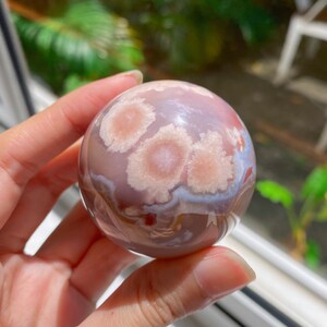 Beautiful Flower Agate Sphere with Nice Floral Patterns and Bandings