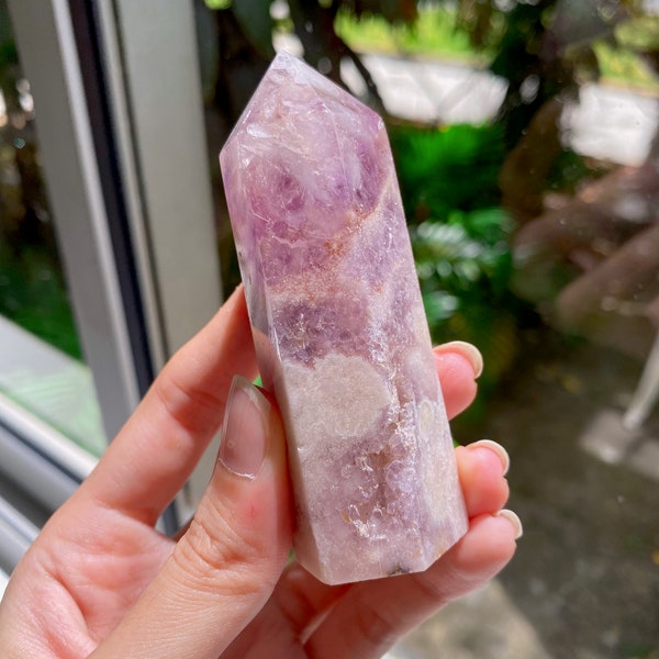 Pink Amethyst with Flower Agate Tower (has lovely floral patterns of flower agate)