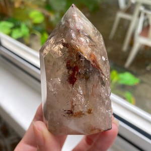 Garden Quartz Tower with Rainbow, Lodolite, Scenic Quartz