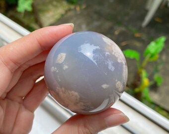 高品質　ブルーフラワーアゲート　ドゥルージー入　スフィア　丸玉 マダガスカル産]ピンクフラワードゥルージーアゲート丸玉/瑪瑙スフィア