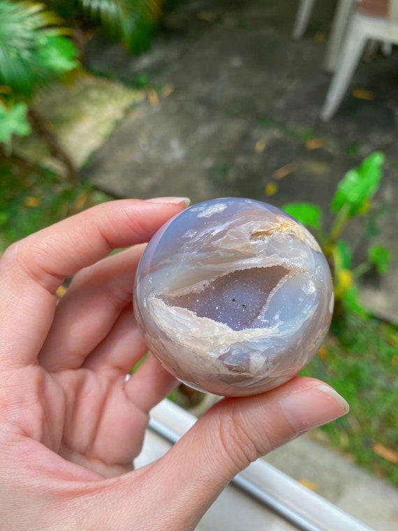 シュガードゥルージーブルーフラワーアゲートスフィア - Etsy 日本