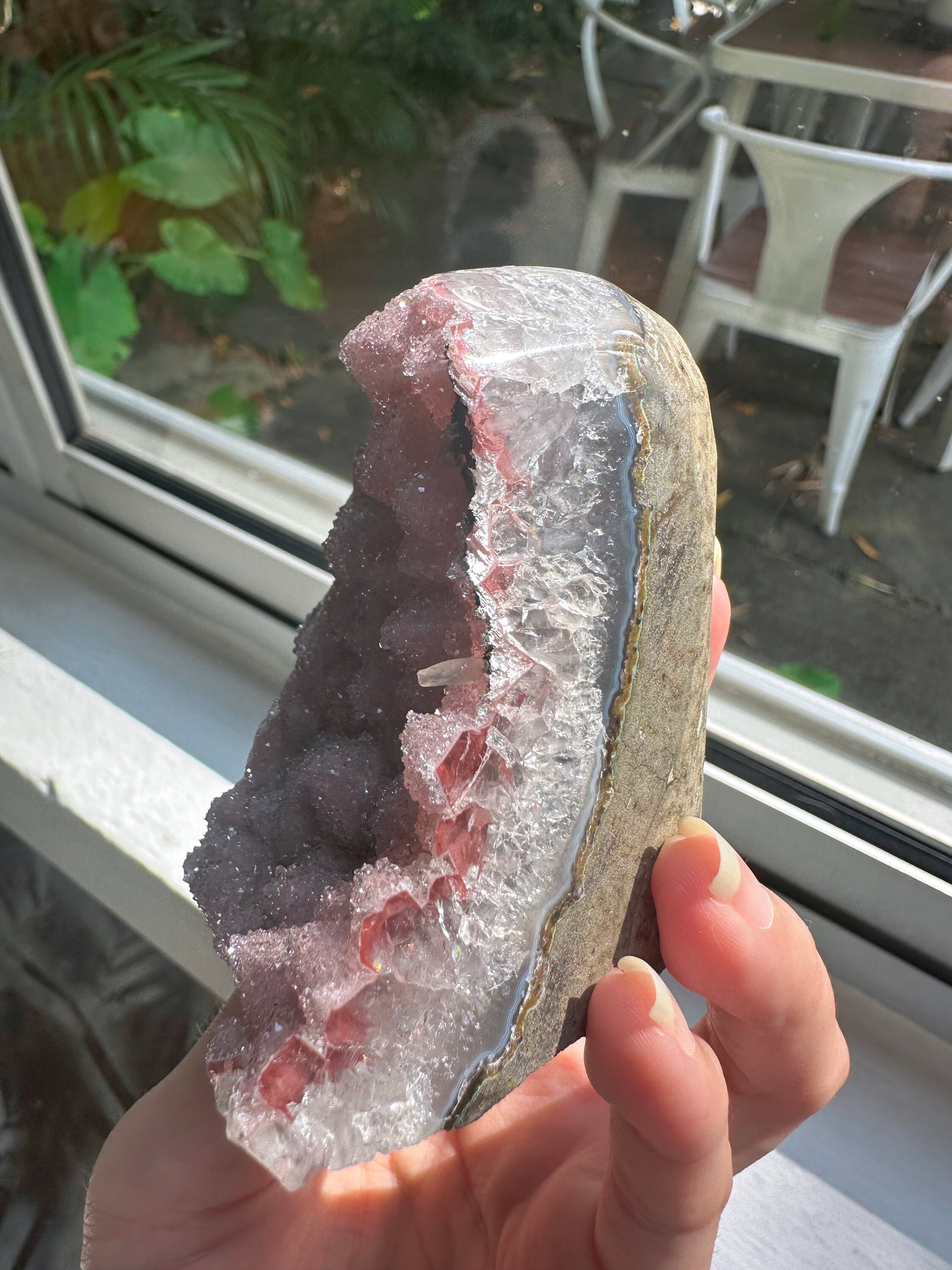 ウルグアイ産 グリーン シュガーアメジスト ジオード 天然非加熱 1846g