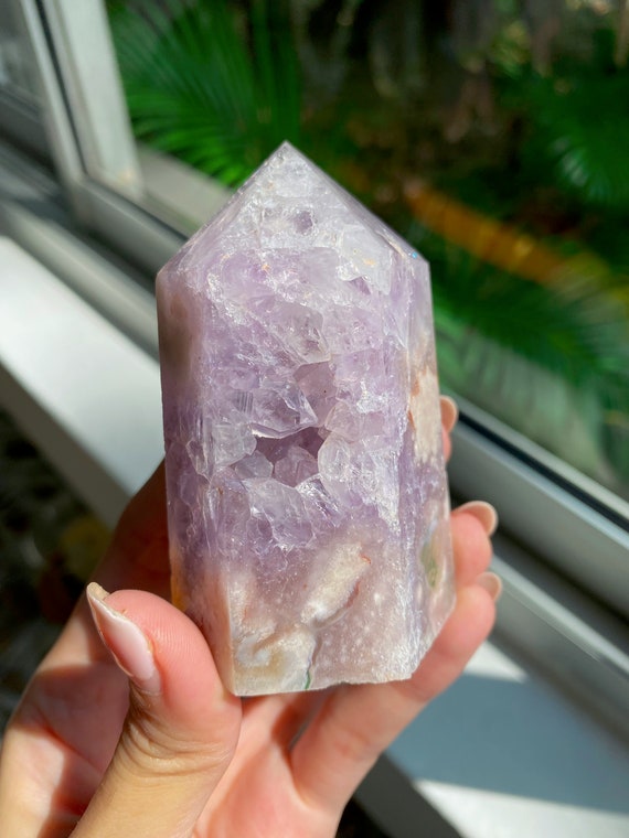 高品質ピンクアメジストとフラワーアゲートタワー - Etsy 日本