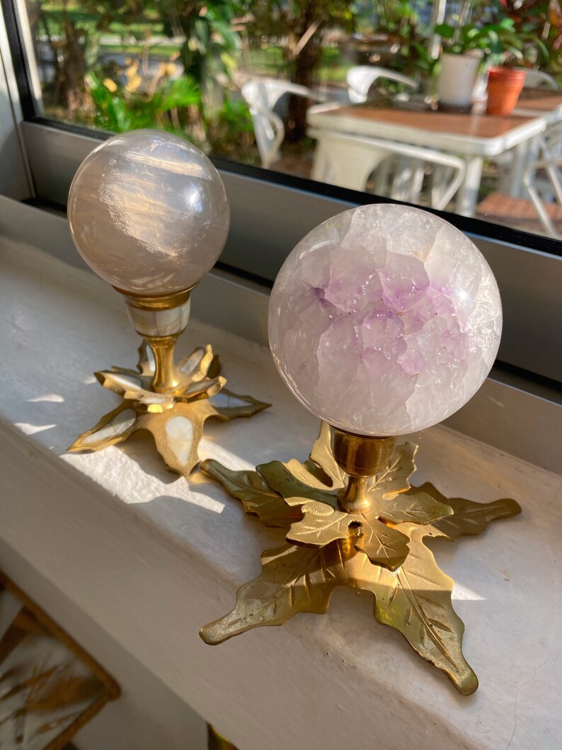 Brass Leaf Stand Sphere Stand Home Decor Etsy