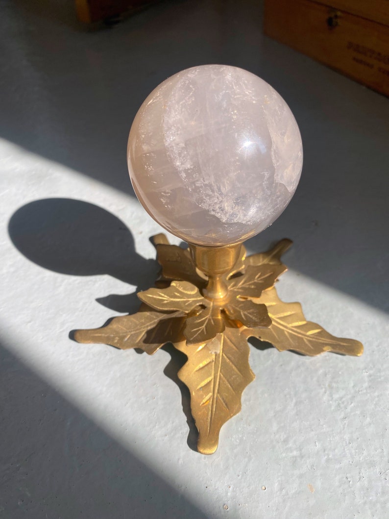 Brass Leaf Stand Sphere Stand Home Decor Etsy