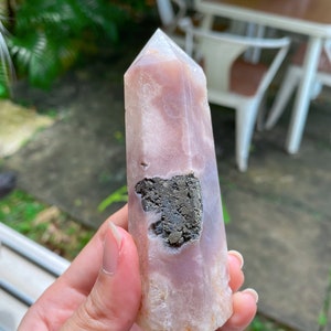 RARE Pyrite with Flower Agate and Quartz Tower (only manage to find a small limited batch as this is a rare occurrence)