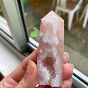 Pink Amethyst with Quartz Druzy Tower