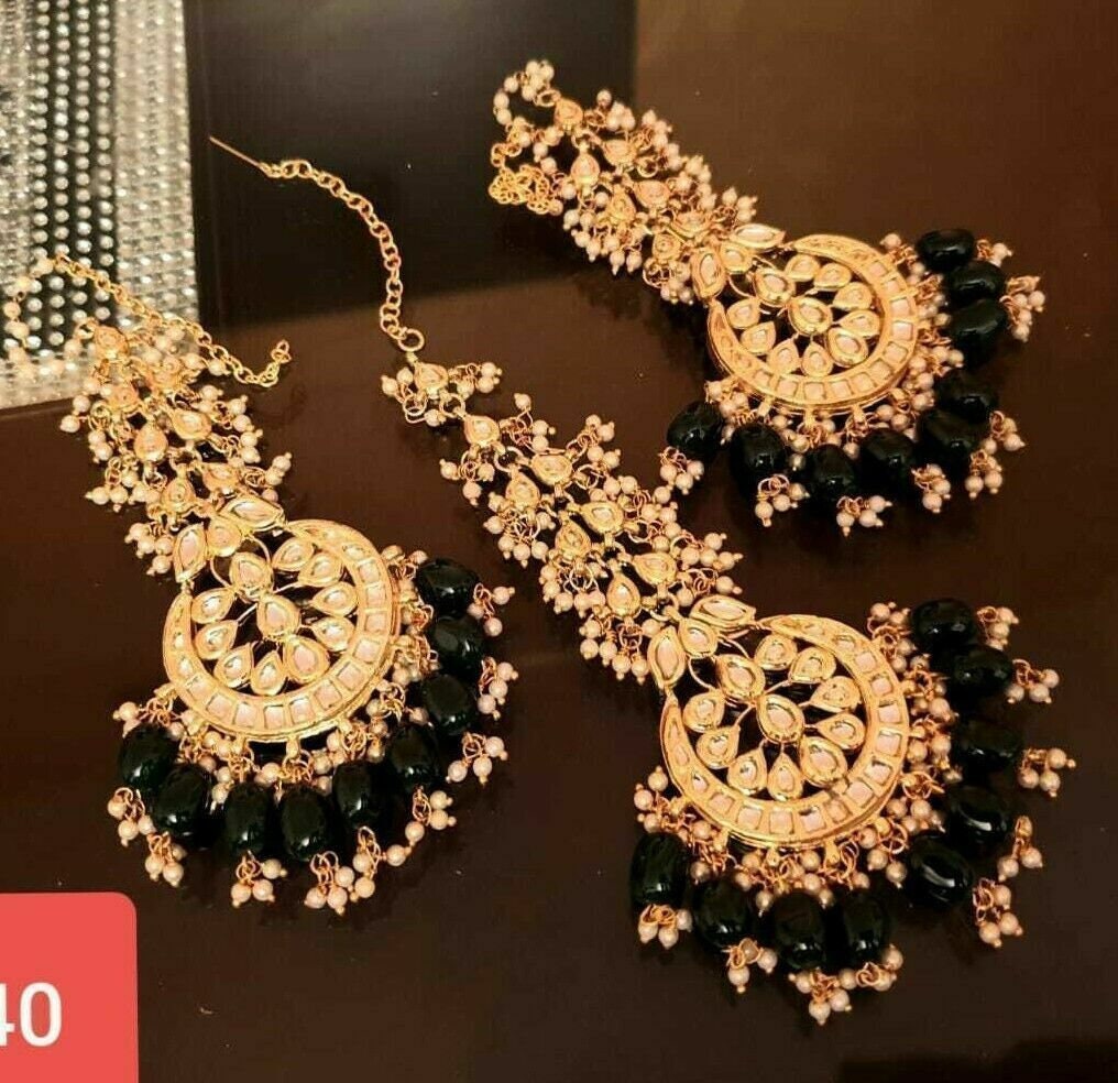 Stone Golden Enameled Kundan Chandbali Earring at Rs 360/pair in Jaipur