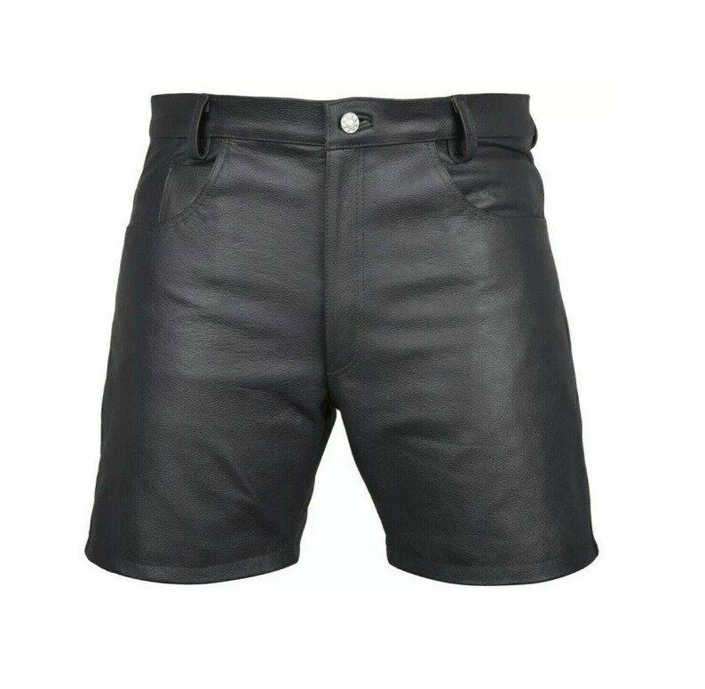 Men's Genuine Leather Shorts Slim Fit Gym Shorts Summer Etsy