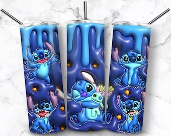 Stitch  hot or cold tumbler 20oz metal straw included gift for her gift for him birthday gift