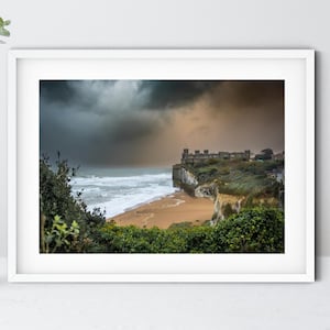 Dramatic incoming squall at Kingsgate, Broadstairs, Kent at dawn on 12th November 2024.