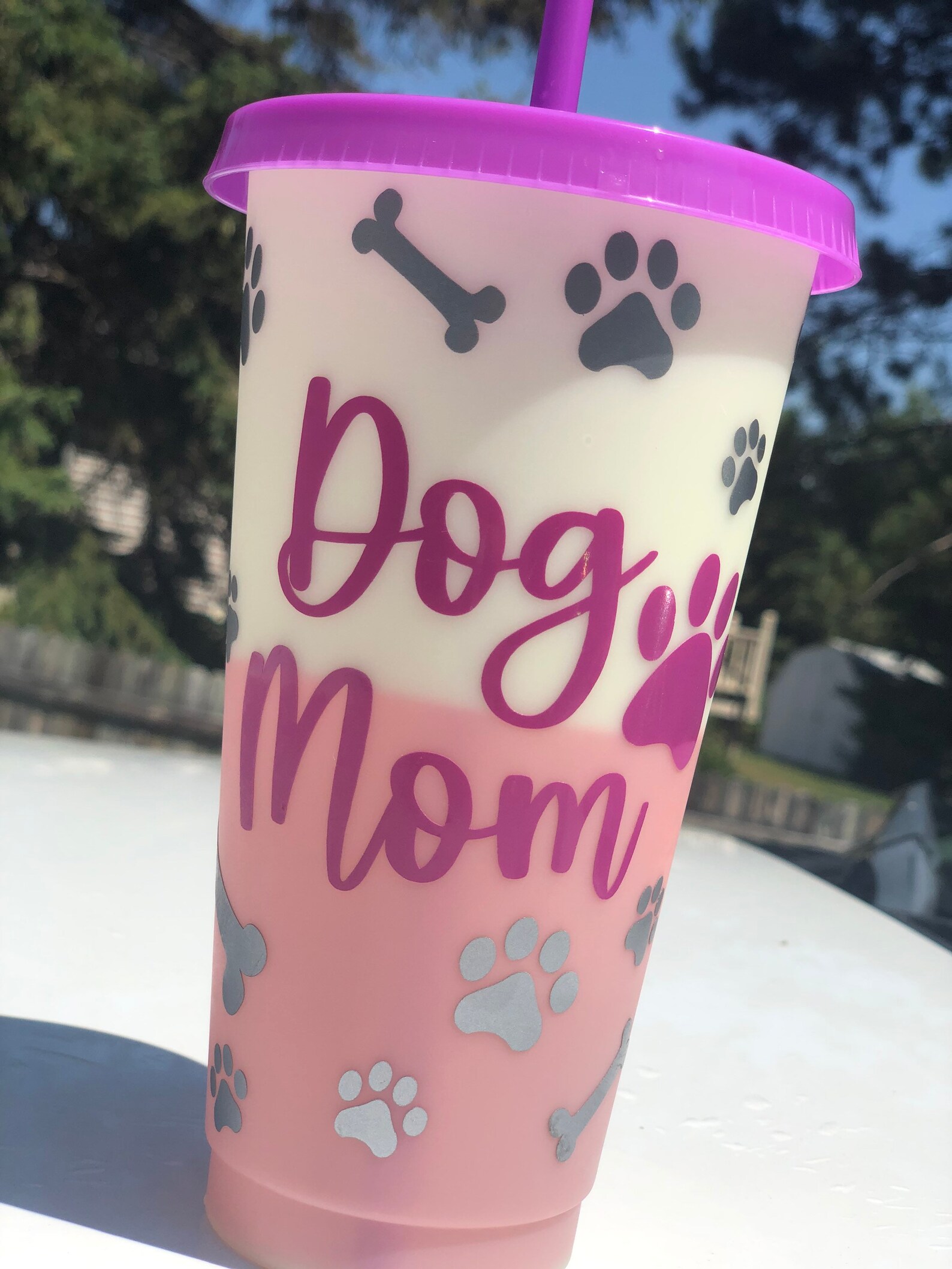 Dog mom cup with straw color changing tumbler green cup Etsy