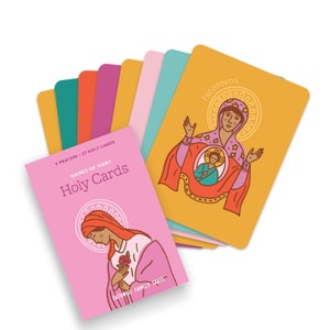 Holy Cards - Marian Pack (28 Karten) - Katholische Heilige Karten - Maria Heilige Karten - Moderne katholische Heilige Karte - Katholische Gebetskarte - Geschenk