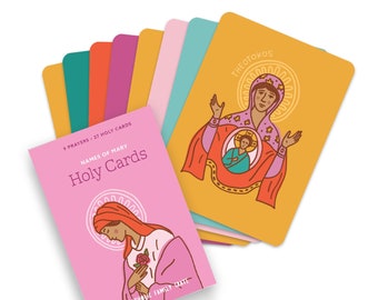 Holy Cards - Marian Pack (28 cards) - Catholic Holy Cards - Mary Holy Cards - Modern Catholic Holy Card - Catholic Prayer Card - Gift