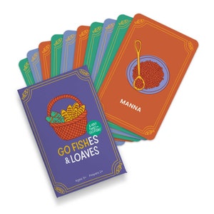 Go Fishes & Loaves - Juegos de cartas católicos, divertido juego de cartas fiel para la familia, regalo de primera comunión, juegos para la escuela dominical