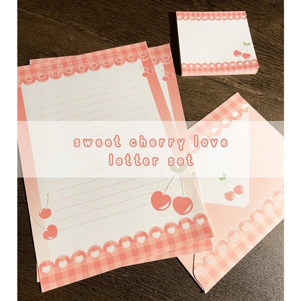 valentine's letter set | sweet cherry love | stationery set