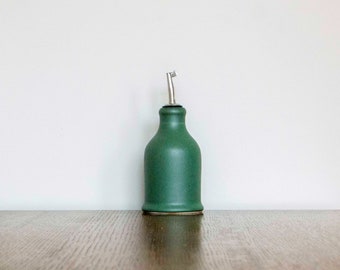 Ceramic bottle, Oil Pourer in matte emerald green