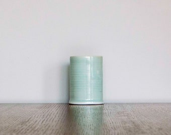 Ceramic highball drinkware in celadon