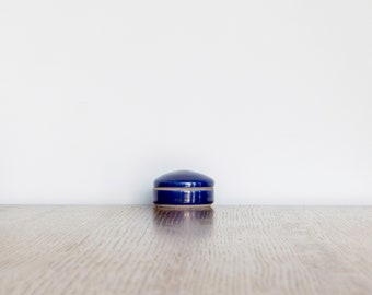 Petite glossy sapphire blue covered jar/container, perfect as a spice cellar