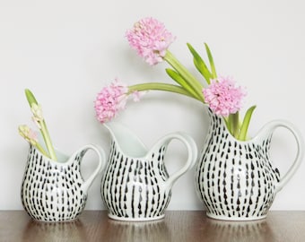 Handmade porcelain ceramic pitcher