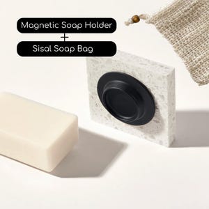 Magnetischer Seifenhalter, schwarze, natürliche Sisal-Seifentasche - aus recycelten Fischernetzen - Umweltfreundlicher Seifenhalter